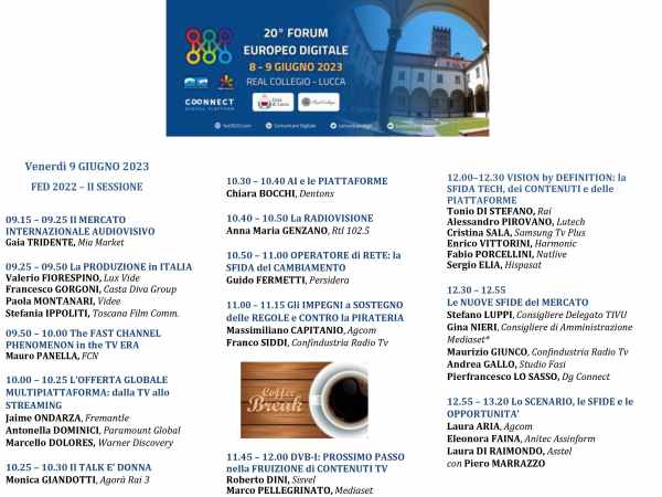Tech Talk, Premiere 20th European Forum Lucca 2023 |  Live streaming Digital-News.it