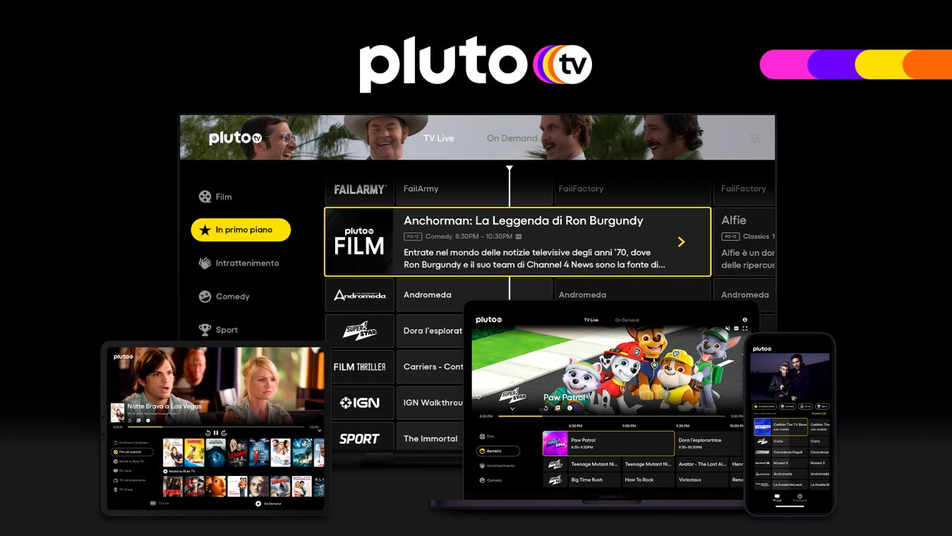 Foto - Pluto TV (ViacomCBS) si espande e arriva in Italia il 28 Ottobre 2021