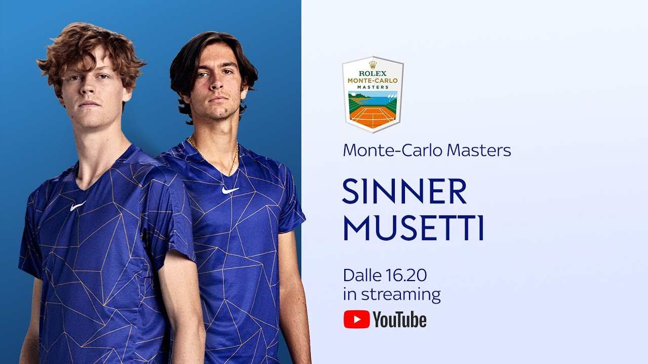 Foto - Tennis, Sinner-Musetti a Monte-Carlo anche in live streaming Sky&nbsp;Sport su YouTube