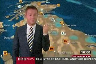 Meteorologo della BBC mostra il dito medio durante la diretta
