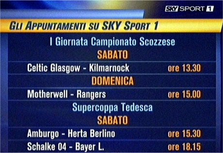 Sky: Sabato, Campionato scozzese e Weekend Sky Calcio