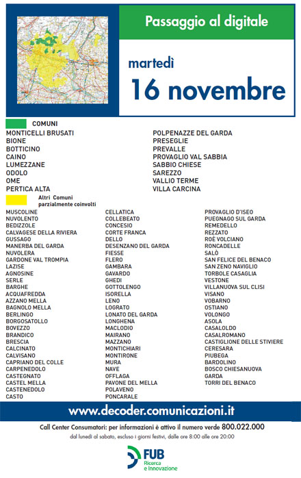Switch off Nord Italia, oggi il digitale arriva alle porte di Brescia Immagine nel testo correlata a: Switch off Nord Italia, oggi il digitale arriva alle porte di Brescia