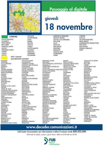 Immagine nel testo correlata a: Switch off Nord Italia, e arrivato il momento di Como e Lecco
