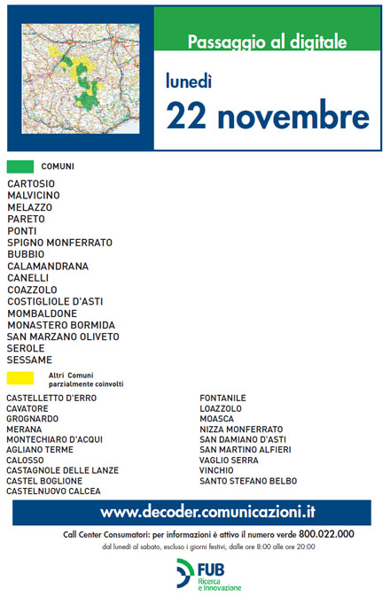 Switch off Nord Italia, le operazioni di oggi - lunedì 22 novembre Immagine nel testo correlata a: Switch off Nord Italia, le operazioni di oggi - lunedì 22 novembre