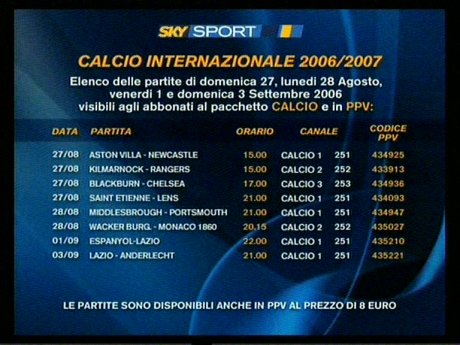 Un nuovo grande weekend calcistico su Sky Sport Calcio Sky 27-3 Settembre