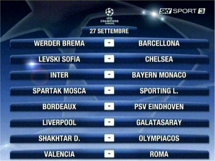 Champions League 2° giornata: su Sky tutta in diretta!! Champions 2° giornata - Mercoledì