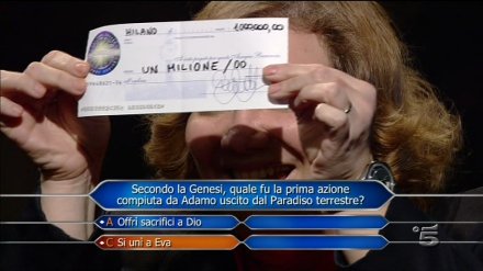 Nella puntata di stasera Michela De Paoli, 43 anni, casalinga di Pavia rispondendo alla quindicesima domanda della sua emozionante scalata, ha vinto il premio più ambito: diventerà la terza milionaria nella storia del telequiz condotto da Gerry Scotti su Canale 5.