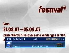 Immagine di Eins Festival HDTV attivato