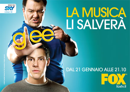 Immagine nel testo correlata a: Partita la campagna stampa di ''Glee'', da domani in onda su Fox (ch 110 Sky)