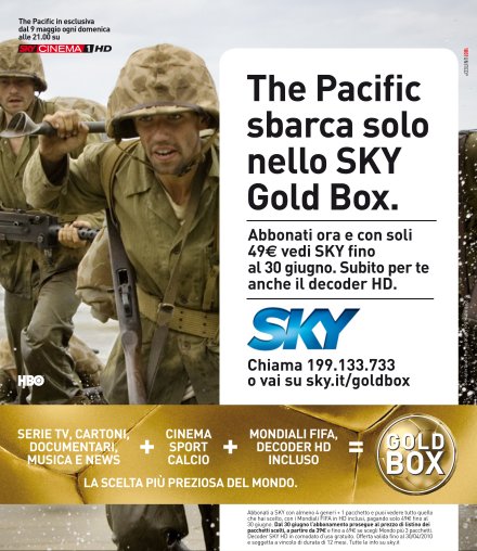 Sky per i nuovi abbonati lancia la campagna con l'offerta ''Gold Box''