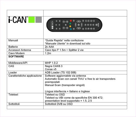 Immagine di Decoder I-Can 1110SH compatibile TivuSat: la scheda tecnica in anteprima