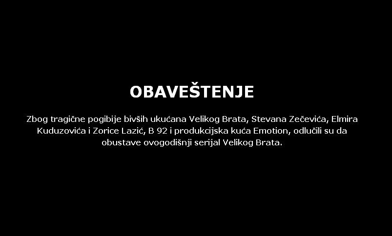 Immagine di Serbia: morti 3 ex-concorrenti, sospeso il Grande Fratello - Scopri su Televisione