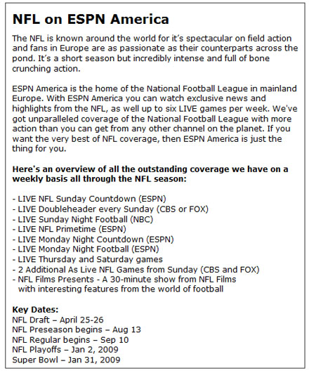 Visualizza: La NFL ritorna su SKY grazie a ESPN America: firmato un accordo quadriennale su Digital-News.it Immagine di La NFL ritorna su SKY grazie a ESPN America: firmato un accordo quadriennale