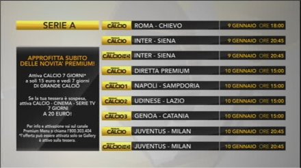 Mediaset Premium Serie A - i telecronisti della 19a giornata e Diretta Premium