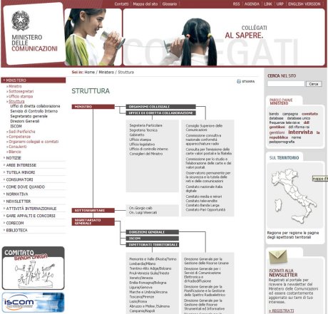 Sito Internet Ministero Comunicazioni