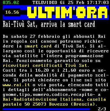 Smart Card Tiv?Sat: dal 27 Febbraio sar? possibile richiederla singolarmente