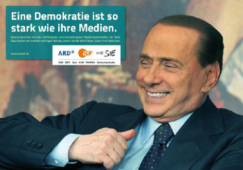 Campagna tedesca per i media liberi: ''Non finire come l'Italia di Berlusconi'' Immagine nel testo correlata a: Campagna tedesca per i media liberi: ''Non finire come l'Italia di Berlusconi''