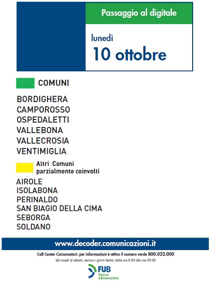 Switch off in Liguria: la marcia del digitale terrestre riparte oggi da Ventimiglia Immagine nel testo correlata a: Switch off in Liguria: la marcia del digitale terrestre riparte oggi da Ventimiglia