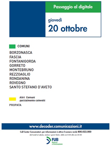 Switch Off in Liguria, le operazioni di giovedì 20 ottobre 2011
