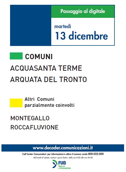 Switch Off nelle Marche, le operazioni di martedì 13 dicembre 2011 Immagine nel testo correlata a: Switch Off nelle Marche, le operazioni di martedì 13 dicembre 2011