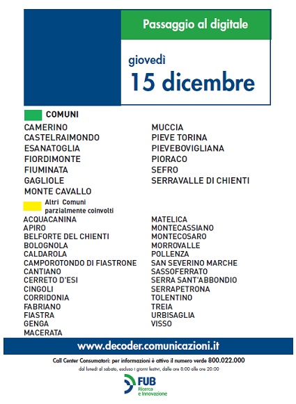 Immagine nel testo correlata a: Switch Off nelle Marche, le operazioni di giovedì 15 dicembre 2011