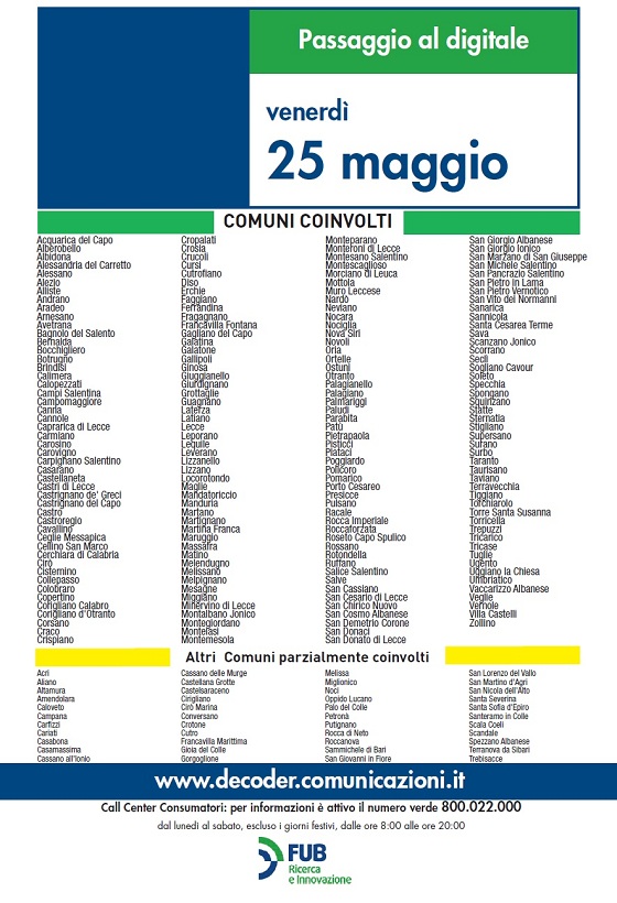 Immagine di Switch Off in Puglia, si completa con le province di Brindisi, Taranto e Lecce - Scopri su Digitale Terrestre