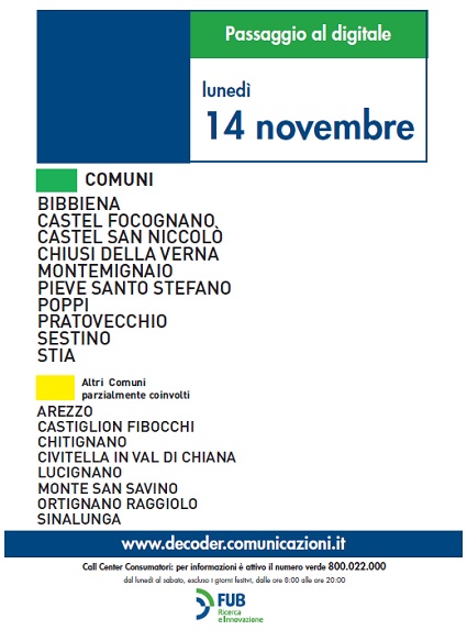 Switch Off in Toscana, le operazioni di lunedì 14 novembre 2011 Immagine nel testo correlata a: Switch Off in Toscana, le operazioni di lunedì 14 novembre 2011