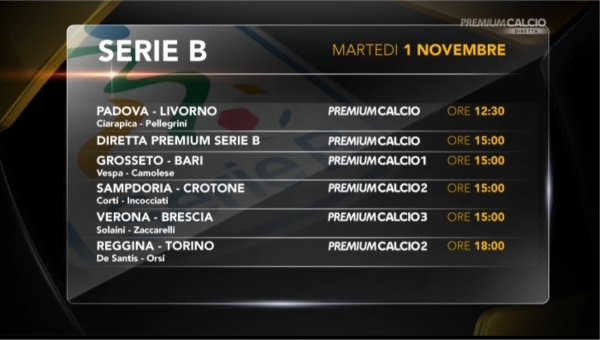 13a giornata di Serie B: Mediaset Premium - Programma e Telecronisti 13a giornata di Serie B: Mediaset Premium - Programma e Telecronisti