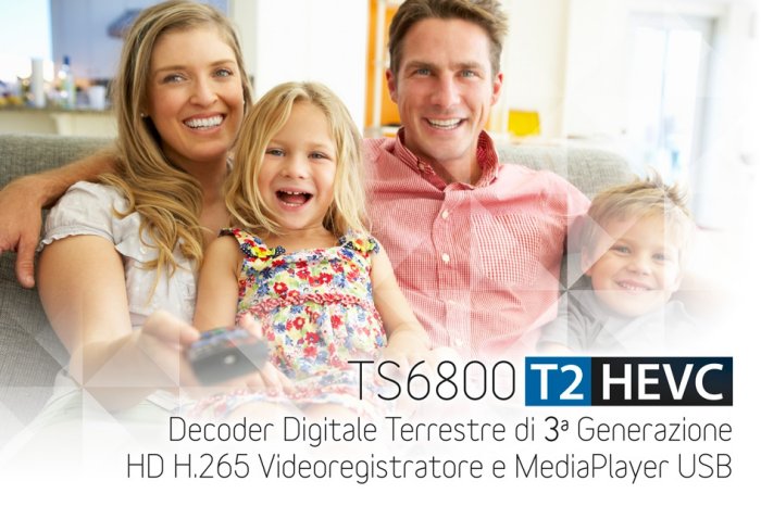 Telesystem TS6800T2 HEVC, decoder digitale terrestre basato sullo standard DVB-T2 