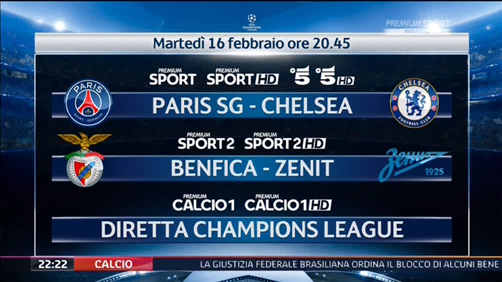 Premium Mediaset, Champions Ottavi Andata  #1 - Programma e Telecronisti