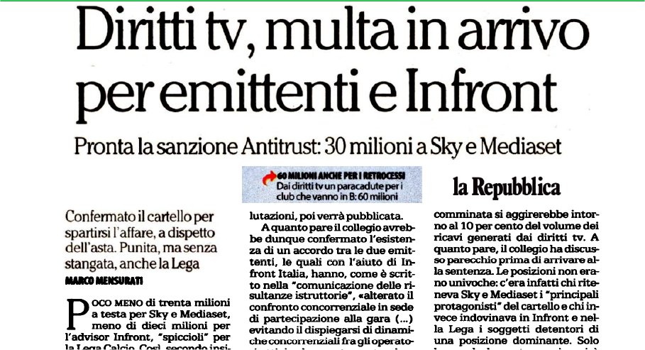 Antitrust: "Nessuna decisione presa sui diritti tv Serie A Sky-Mediaset"