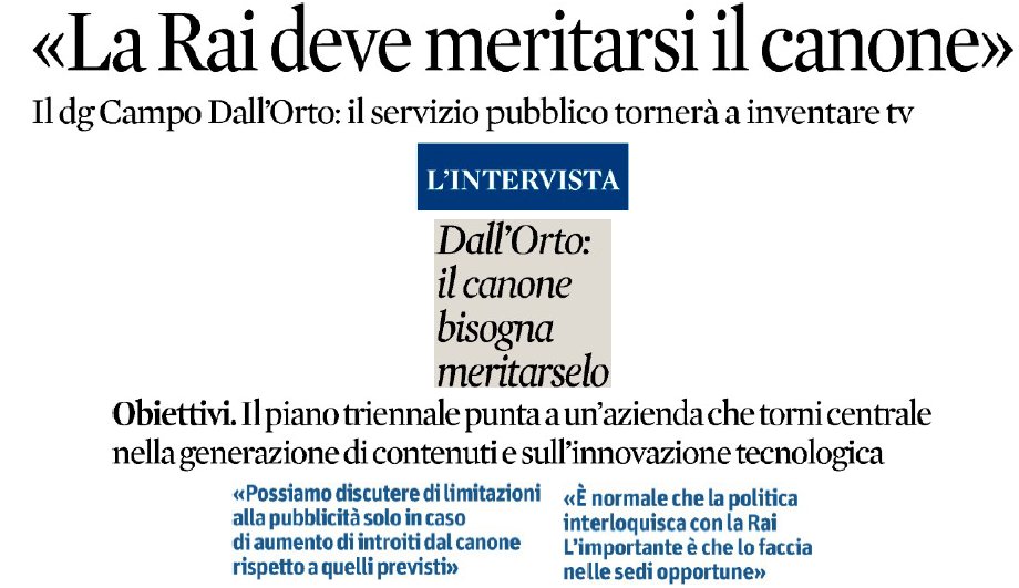 Rai, il dg Campo Dall'Orto: "Il Canone bisogna meritarselo"