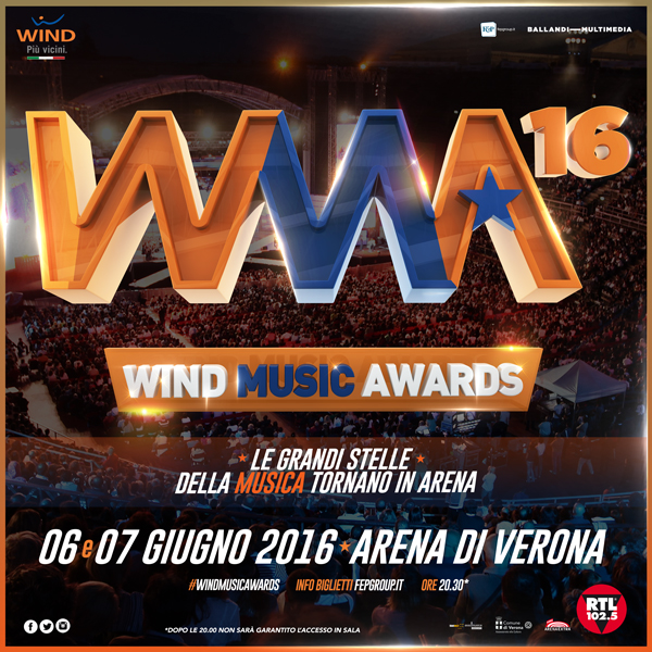 Immagine di Rai1, due serate da Verona con Wind Music Awards 2016 e tanti ospiti internazionali