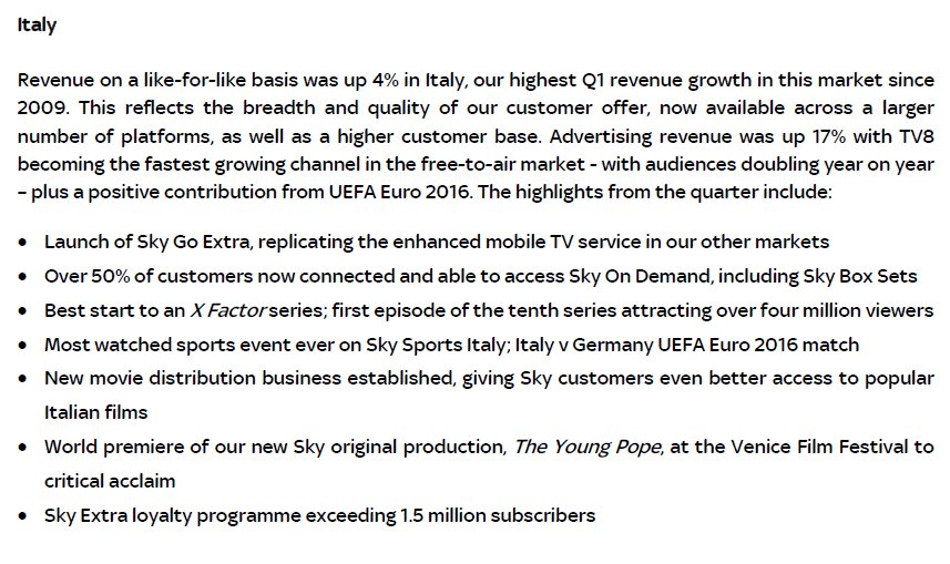 Sky Italia, nel primo trimestre fiscale crescono ricavi, abbonati e proventi da pubblicità