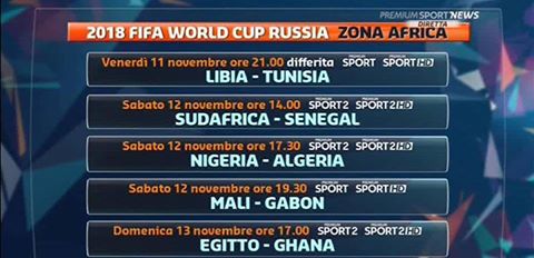 Qualificazioni Mondiali 2018: in esclusiva su Premium Sport i match della Zona Africa