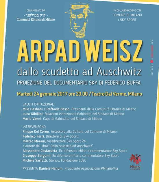 Serata speciale di Sky Sport a Milano con Federico Buffa e la storia di Arpad Weisz