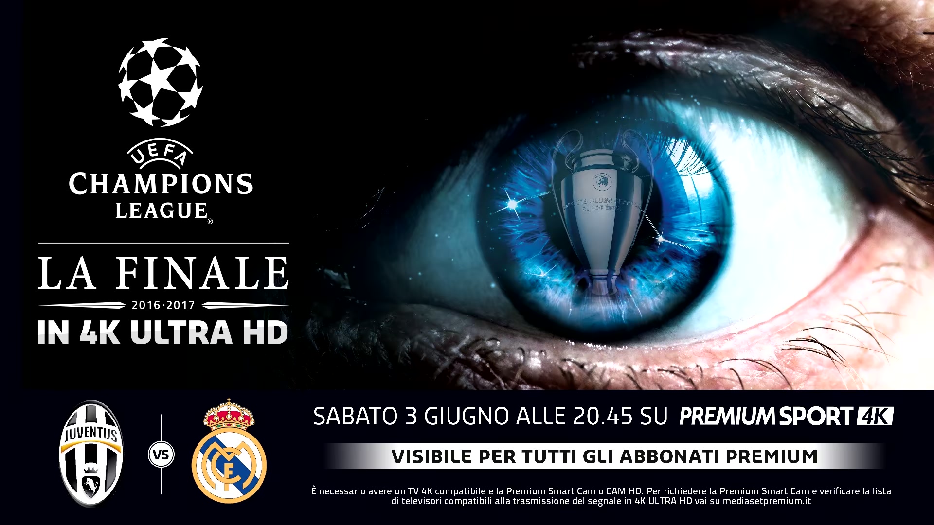 Champions, Mediaset lancia Juventus-Real Madrid, diretta Canale 5 HD e solo su Premium in 4K