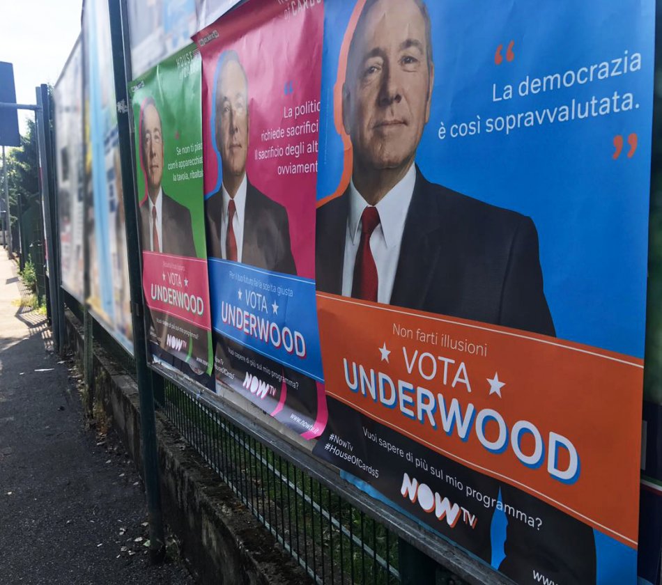 NOW Tv, il lancio di House of Cards 5 durante le Elezioni Amministrative 2017