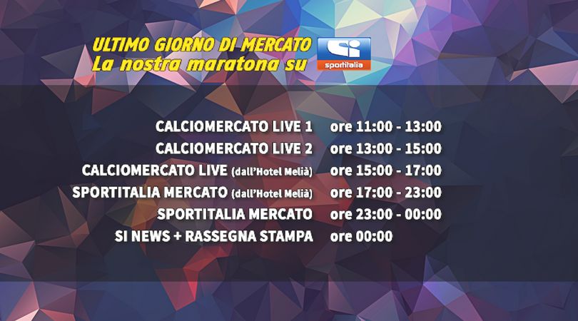 Sportitalia pronta alla Maratona per la chiusura Calciomercato con 13 ore di diretta