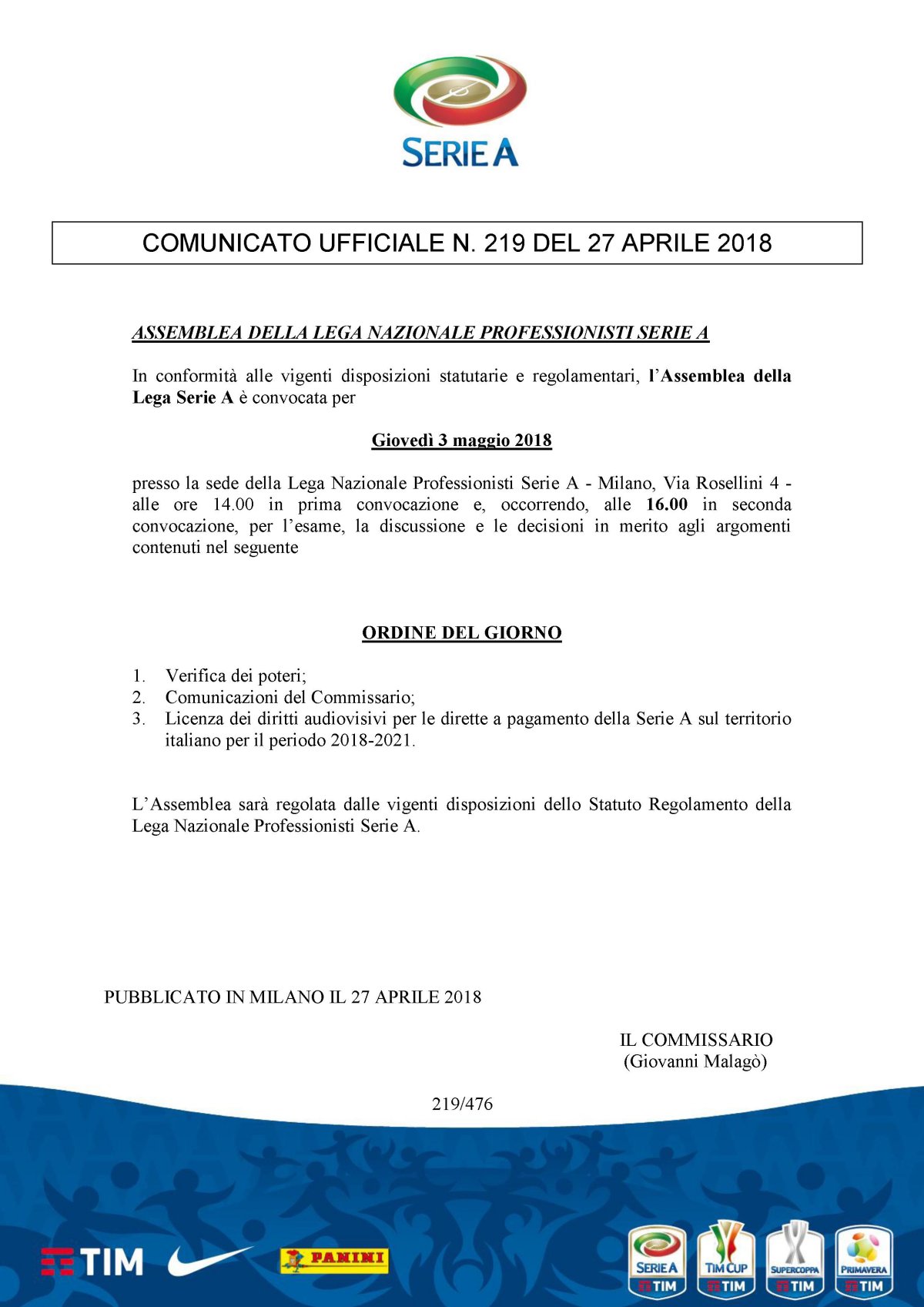 Diritti Tv Serie A 2018 - 2021, Lega Calcio convoca riunione urgente sul caso MediaPro