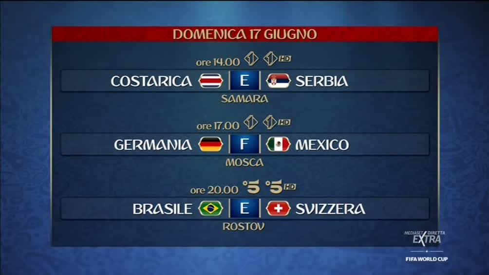 #MondialiMediaset, in diretta oggi esordio a Russia 2018 di Brasile e Germania