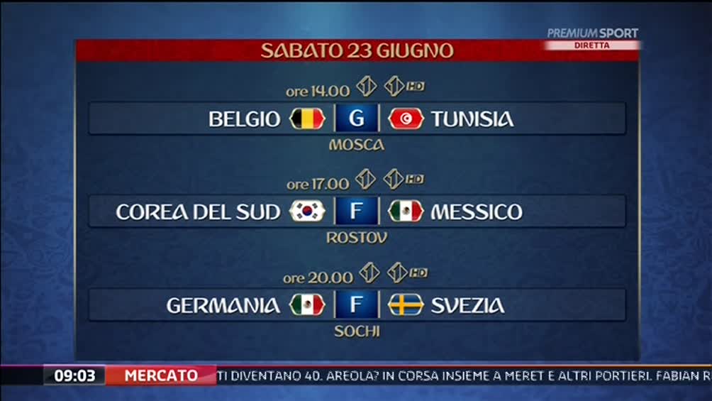 #MondialiMediaset, Belgio-Tunisia, Corea del Sud-Messico e Germania-Svezia (diretta Italia 1)