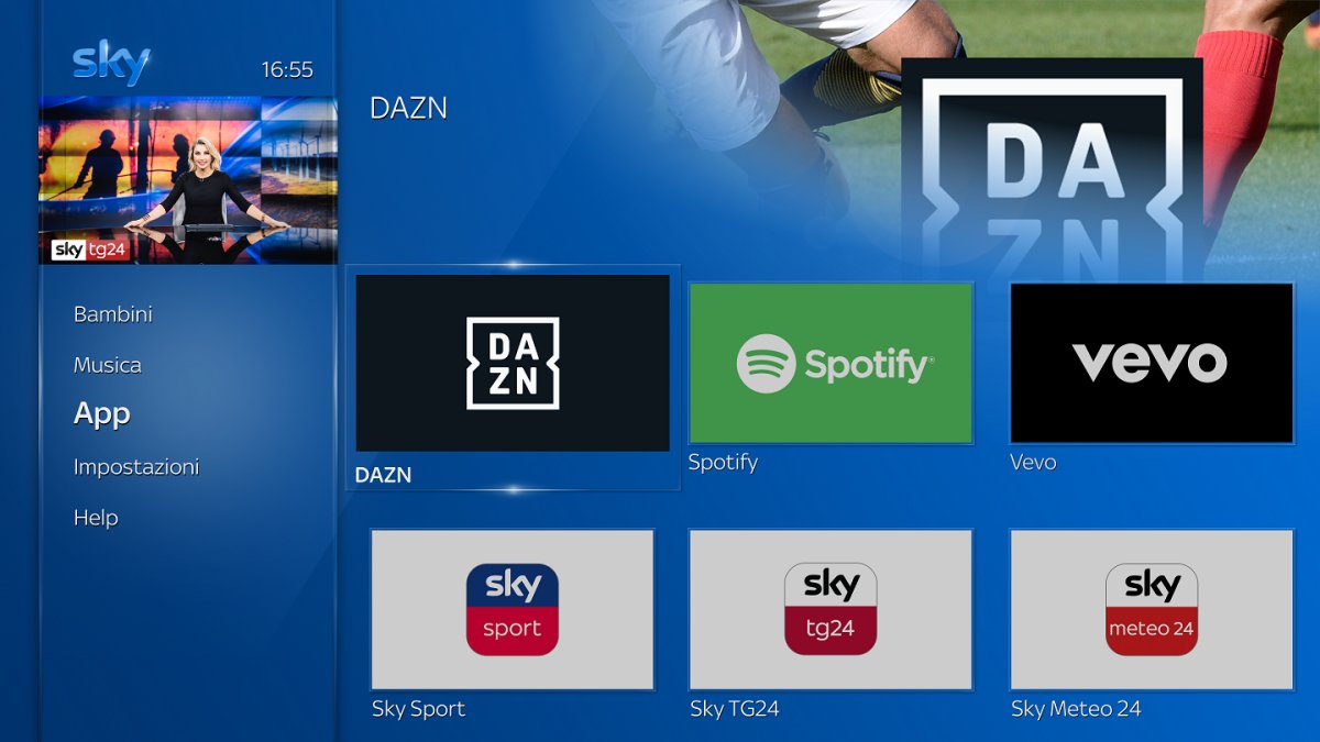 come scaricare dazn su sky q black
