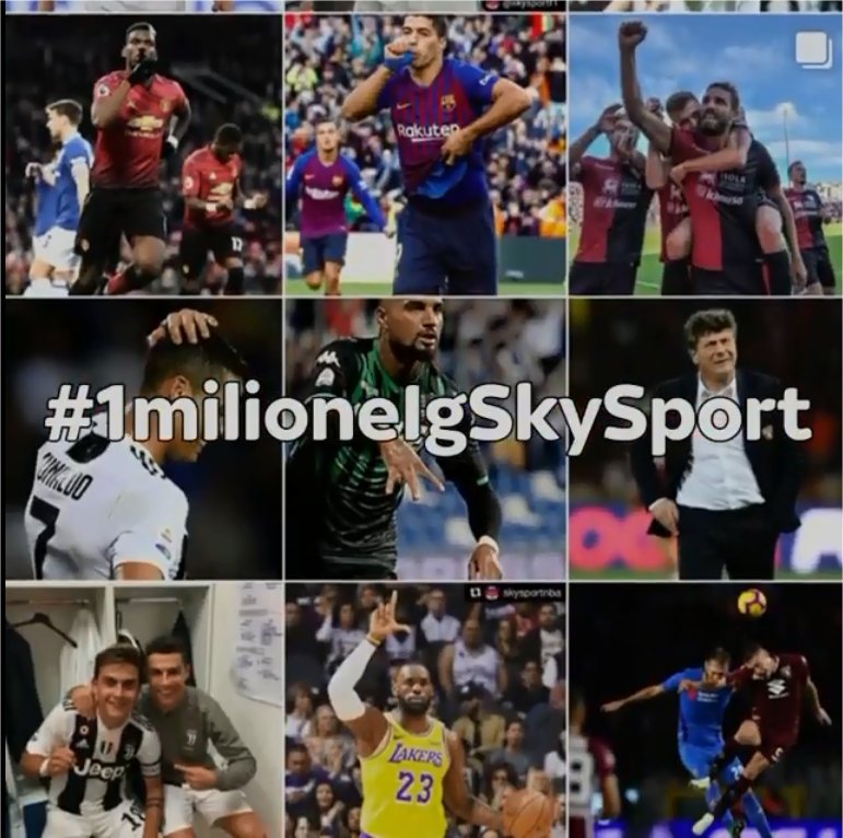 Immagine nel testo correlata a: Sky Sport, raggiunti 1 milione di followers sul canale social Instagram