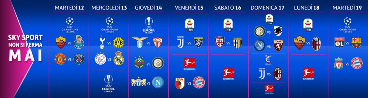 Il Calcio su Sky Sport non si ferma mai con ben 56 partite in 15 giorni