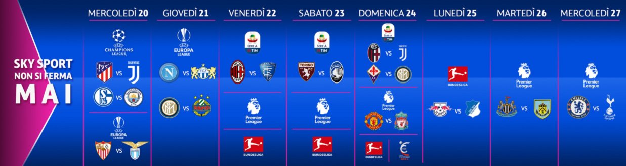 Il Calcio su Sky Sport non si ferma mai con ben 56 partite in 15 giorni