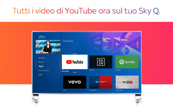 App Youtube arriva sui decoder Sky Q Platinum e Black