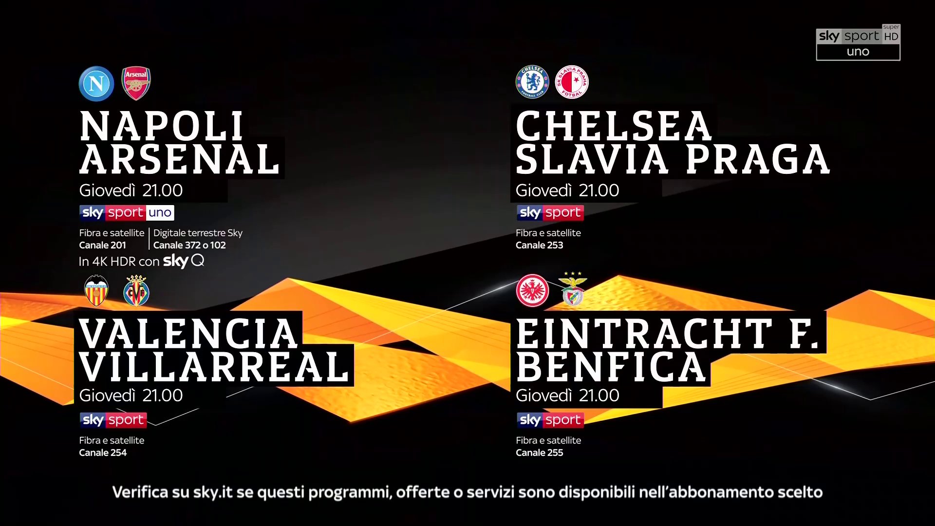 Sky Sport Europa League Quarti Ritorno - Diretta Esclusiva | Palinsesto e Telecronisti