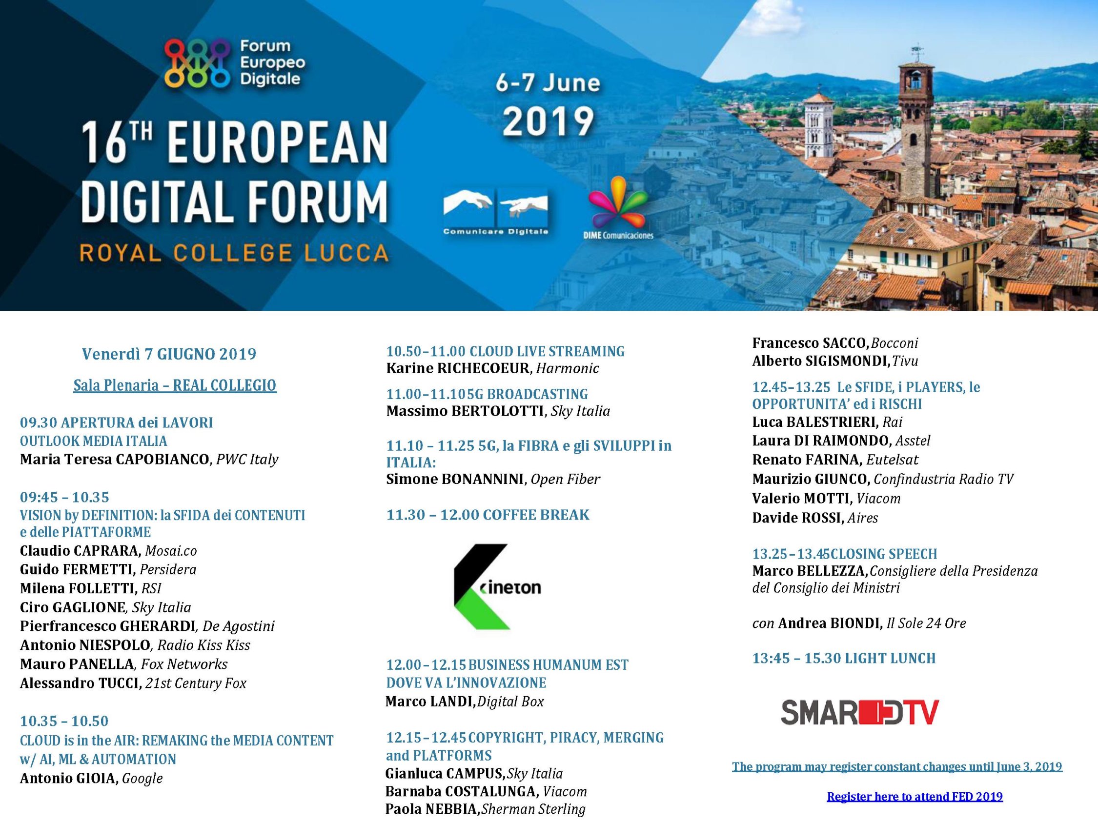 Michelozzi: «Lucca apre al futuro digitale con il 16 Forum Europeo 2019».