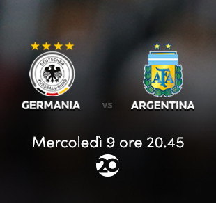 Amichevole, Germania - Argentina in diretta sul Canale 20 Mediaset